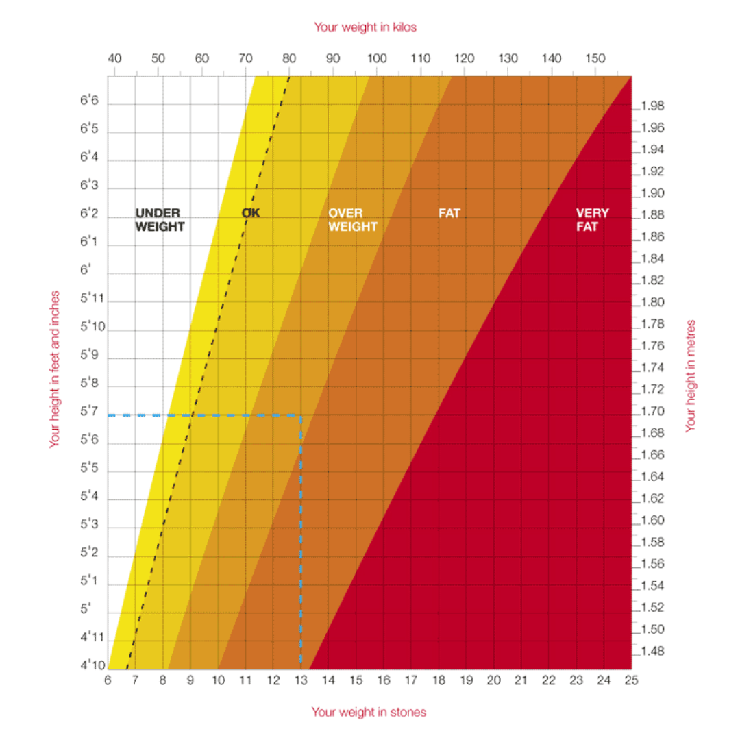 Calories WEIGHT CHART IN KILOS AND STONE